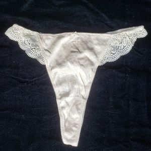 Victoria's Secret cream, lace thong.  Size L